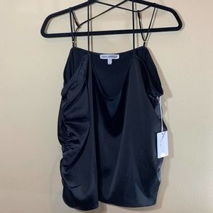 Good American NEW The Ruched Satin Cami in Black Womens Size 2XL